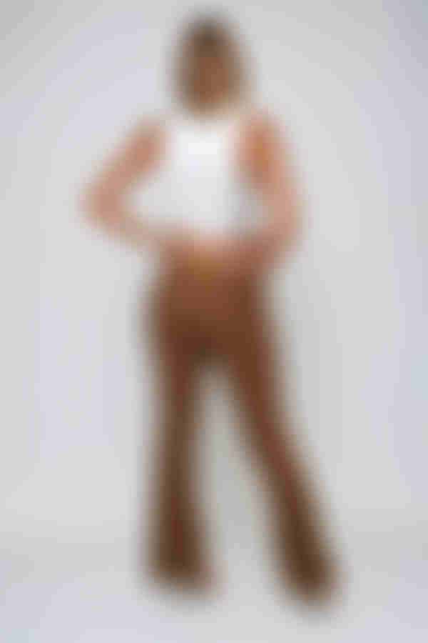 Retro But Right Low Waist Flare Leg Pants - Toffee