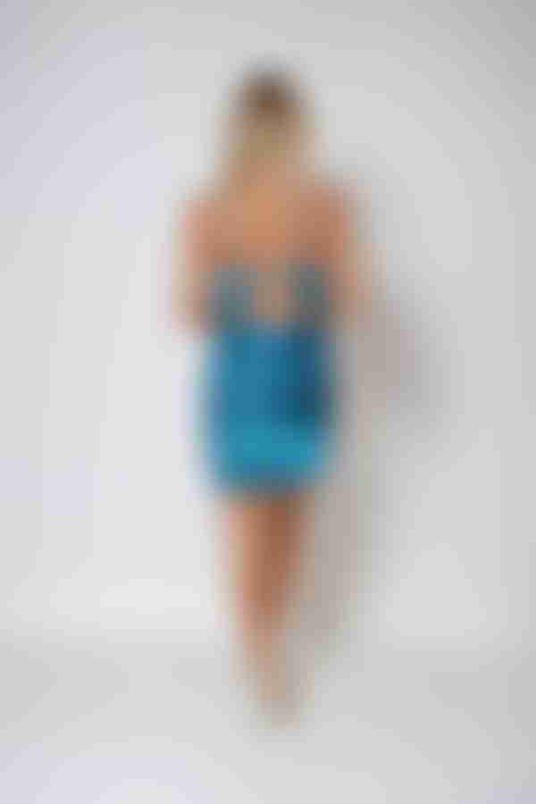 Neon Lights Bodycon Sequin Mini Dress - Turquoise