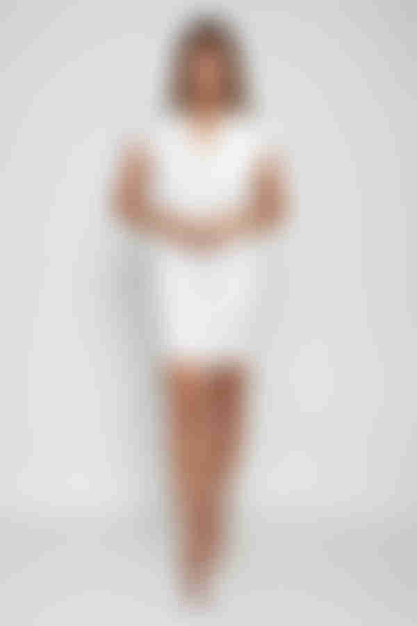 All Grown Up Collared Button Waist Mini Dress - White