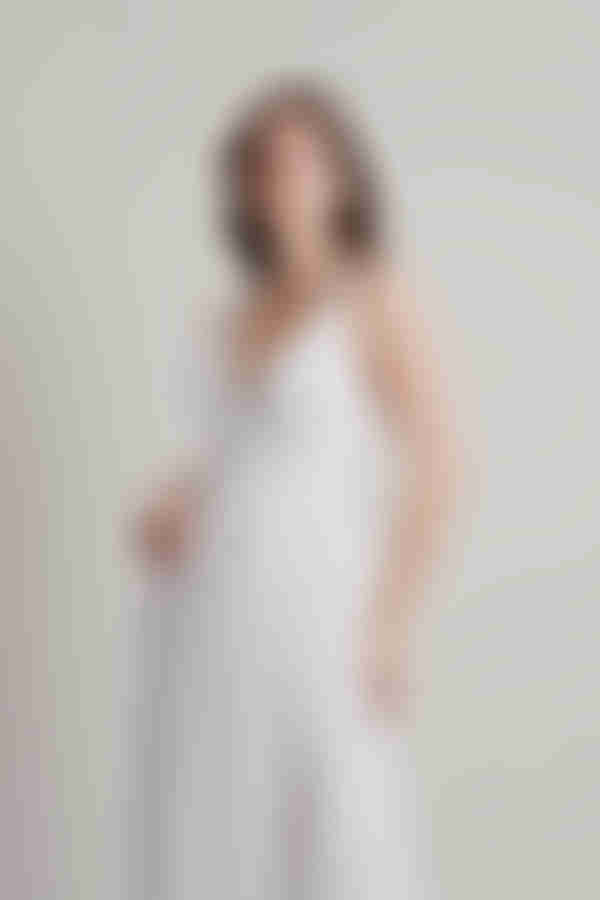 All I Ever Need Deep V High Slit Maxi Dress - White