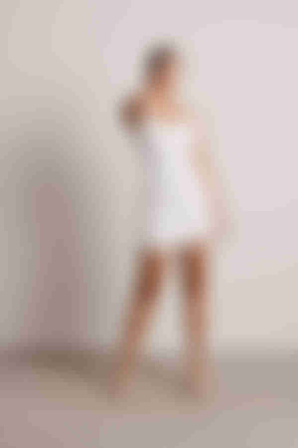 Cutting Gem White Slit Bodycon Mini Dress