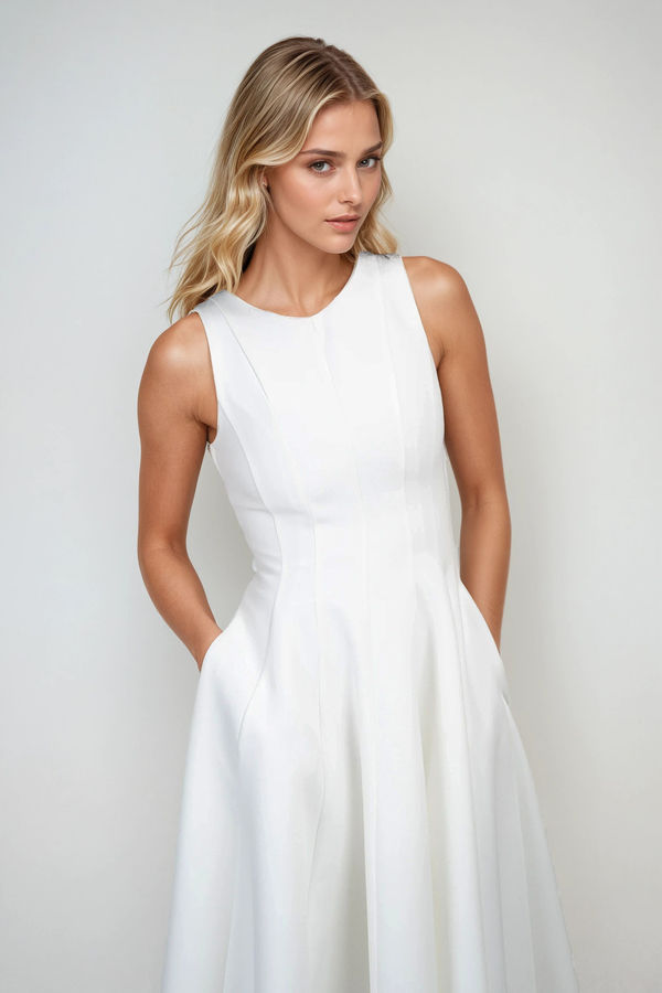 Every Bit Poised Fit & Flare Midi Dress - White