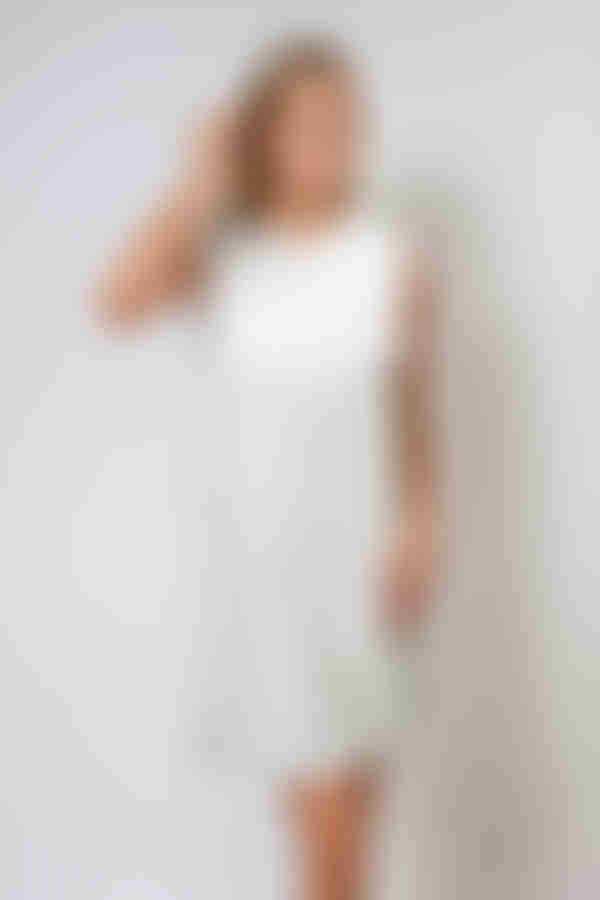 Feelin' Myself Scallop Textured Mini Dress - White