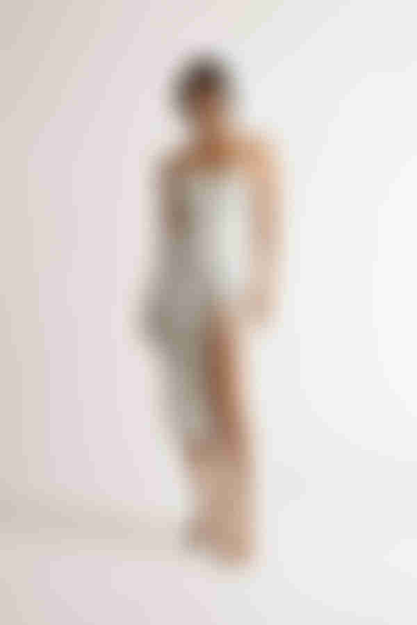 Azalia Floral Slit Midi Dress - White Multi