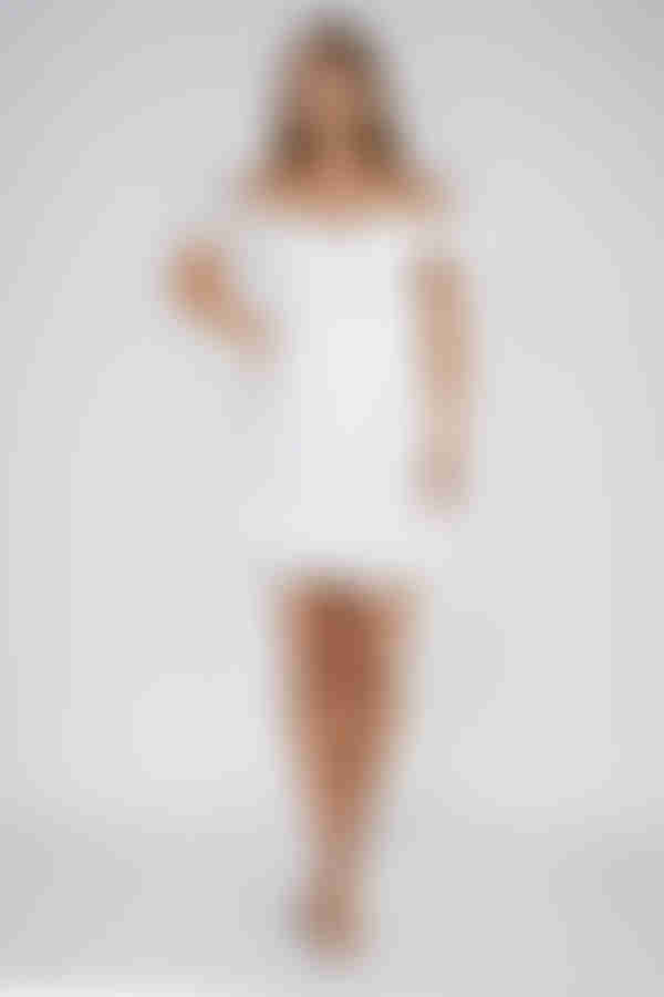 Sunset Ready Swiss Dot Ruffled Mini Dress - White