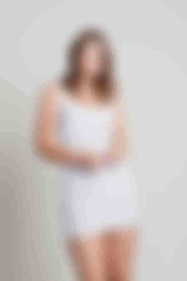 Wen Ruched Cross Back Mini Dress - White