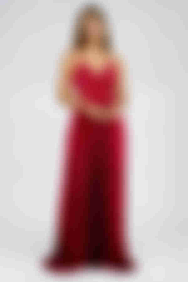 Especially Stunning Cutout Pleated Maxi Dress - Wine