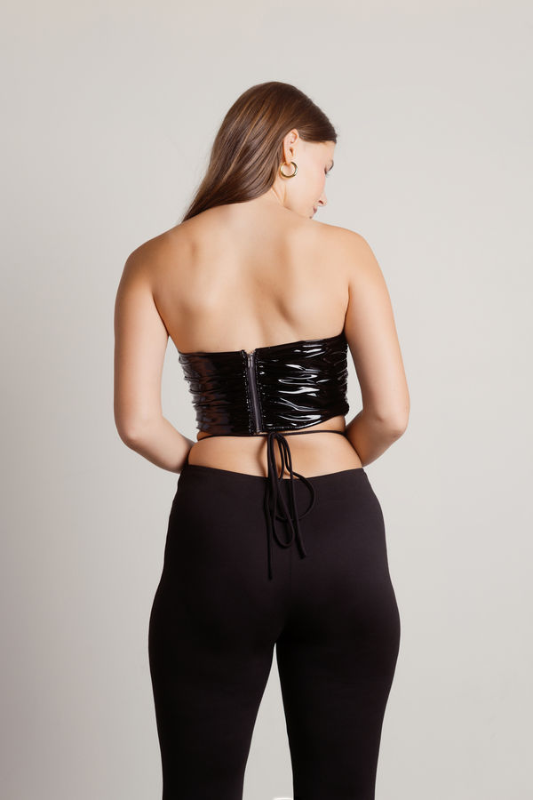Patent leather bandeau top in Black for for Women