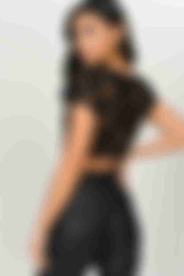 Harmony Lace Crop Top - Black