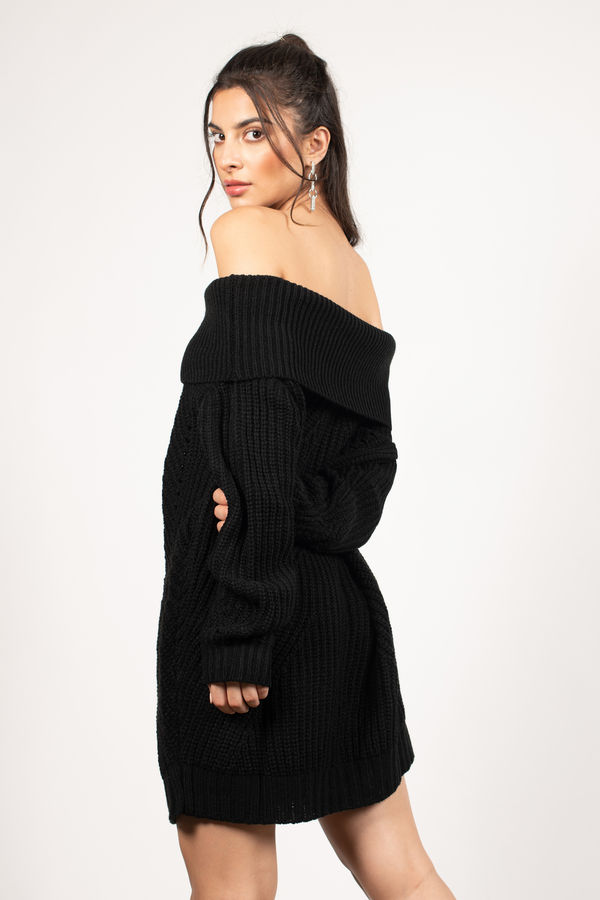 Tobi Nikki Black Off The Shoulder Sweater Dress