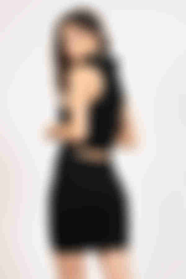 Warmer Nights Turtleneck Cutout Mini Dress - Black