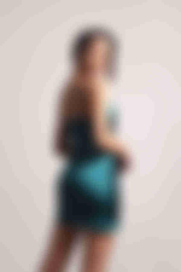 Alaleh Satin Surplice Mini Dress - Black