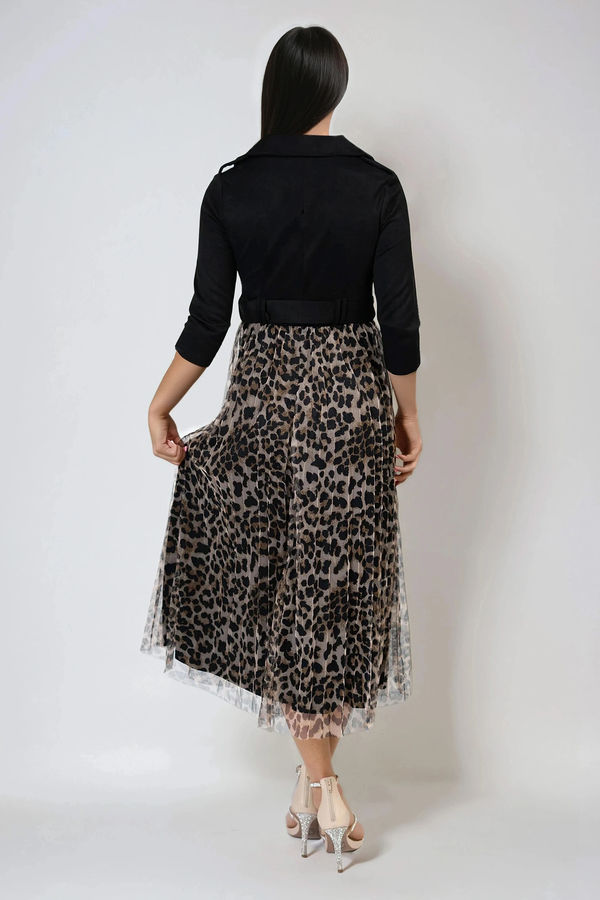 No Drama Leopard Tulle Midi Dress - Leopard