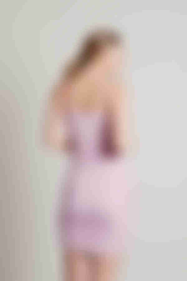 Dani Ruched Front Tie Mini Dress - Lilac