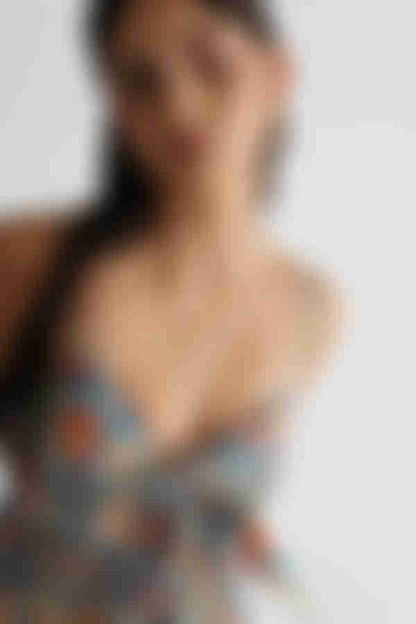 Blue Garden Multi Floral Tie Tiered Maxi Dress