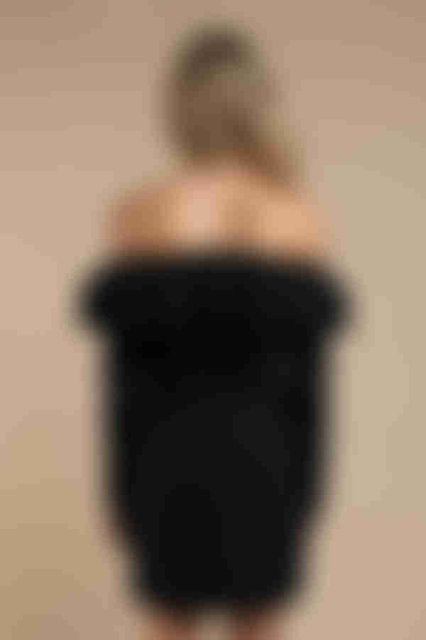 Finders Keepers Seeking Off The Shoulder Ruffle Mini Dress - Navy