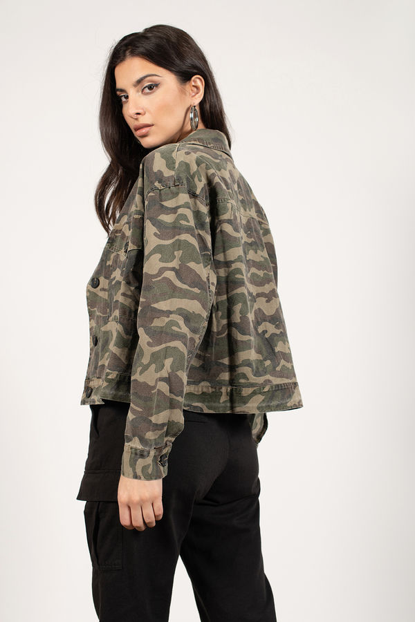 Green Jacket - Five Front Button Closure Jacket - Olive Multi Camo Jacket