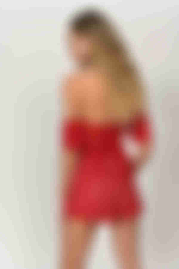 Emily Lace Romper - Red