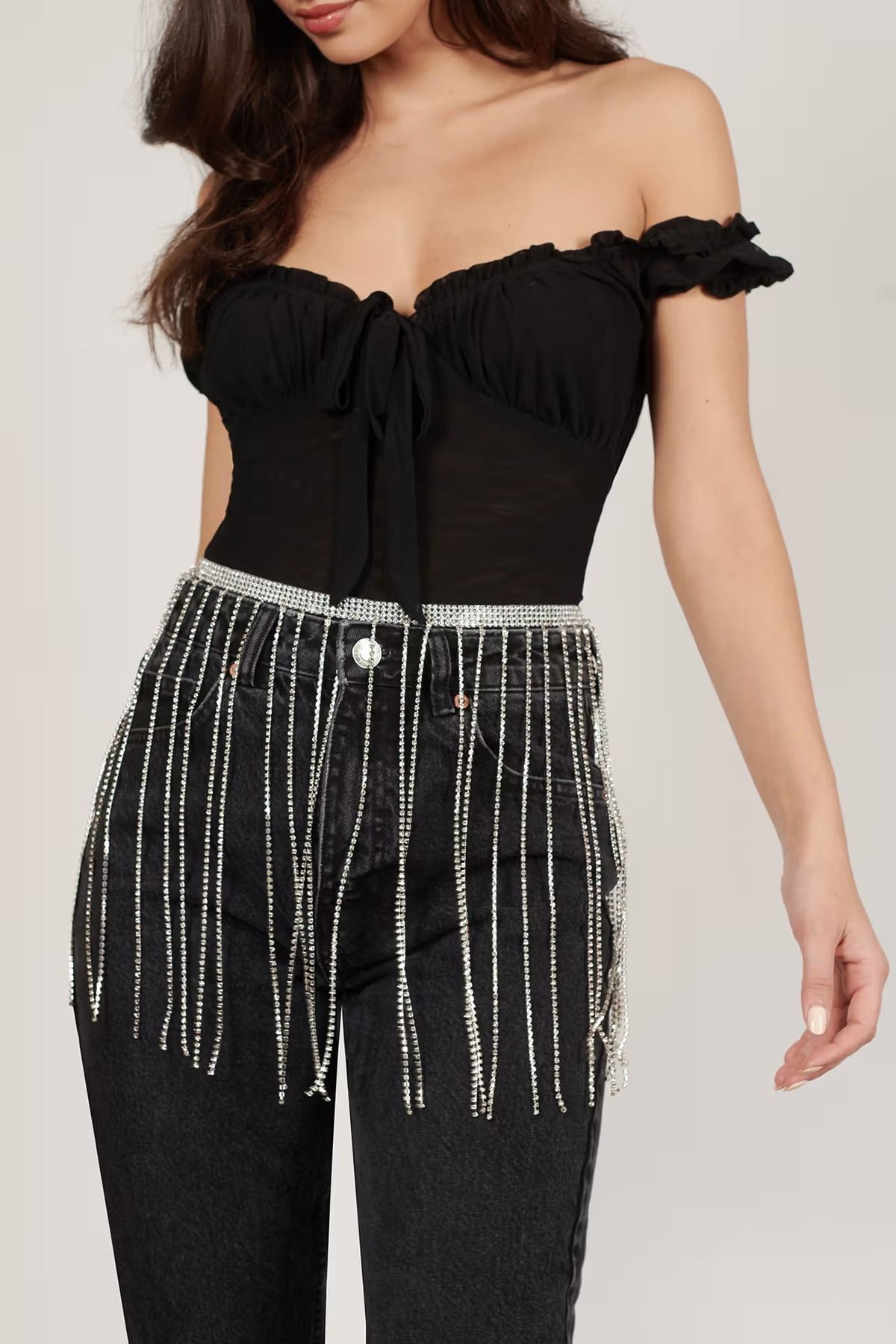 Silver Fringe Belt Glitter Belt Tassel Fringe Belt