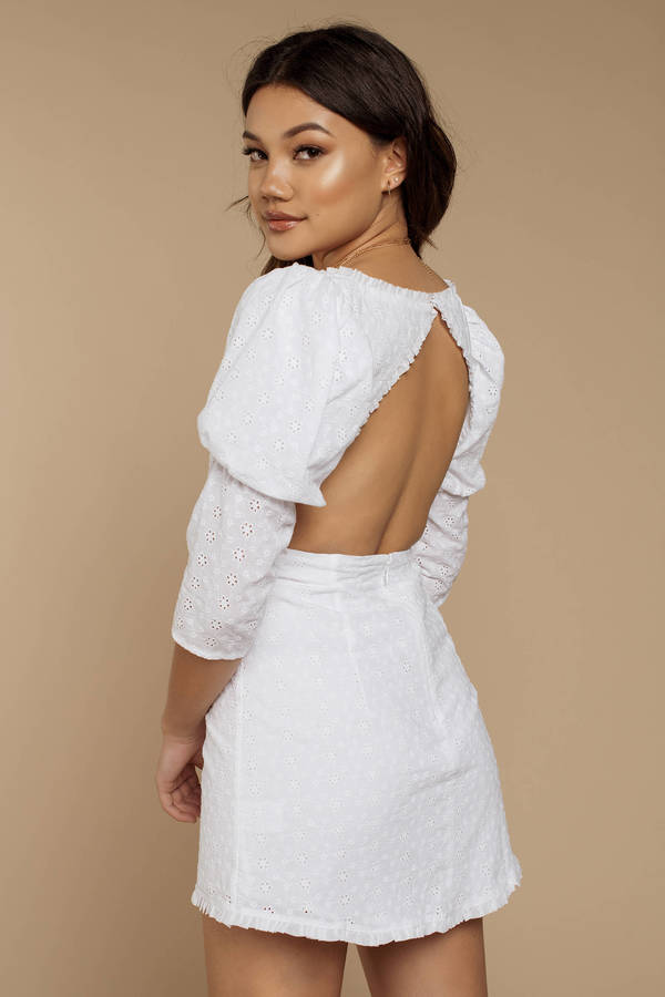 For Love and Lemons Bora Bora White Puff Sleeve Mini Dress 135