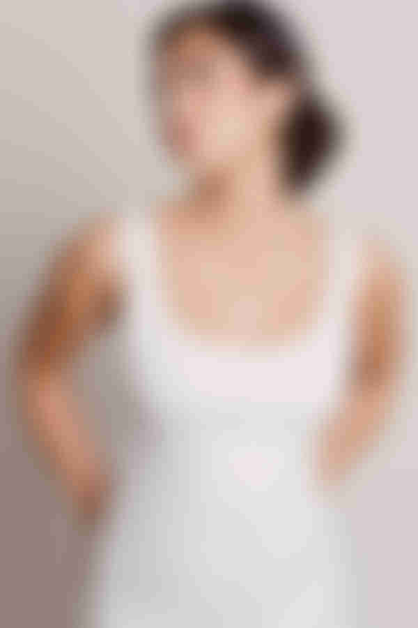 Cutting Gem White Slit Bodycon Mini Dress