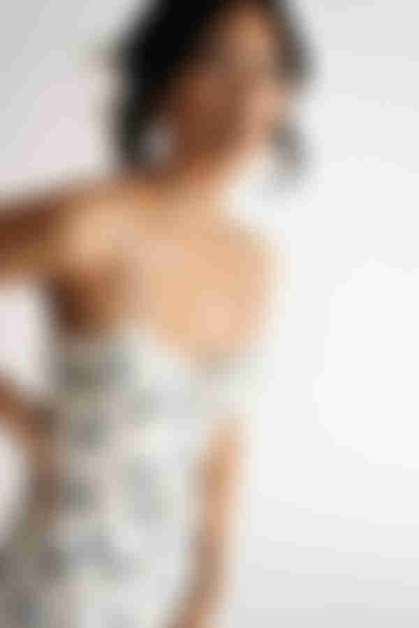 Azalia Floral Slit Midi Dress - White Multi