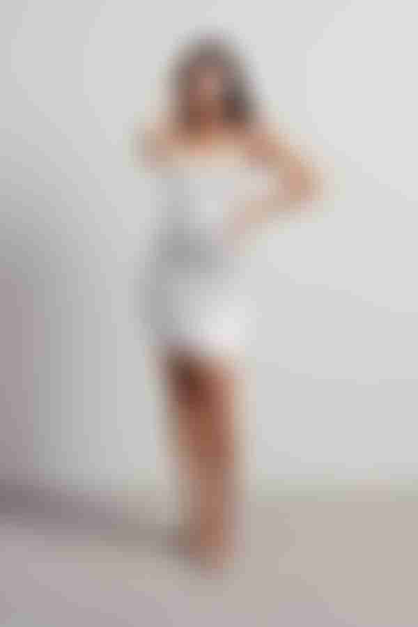 Night Lights Satin Bodycon Mini Dress - White