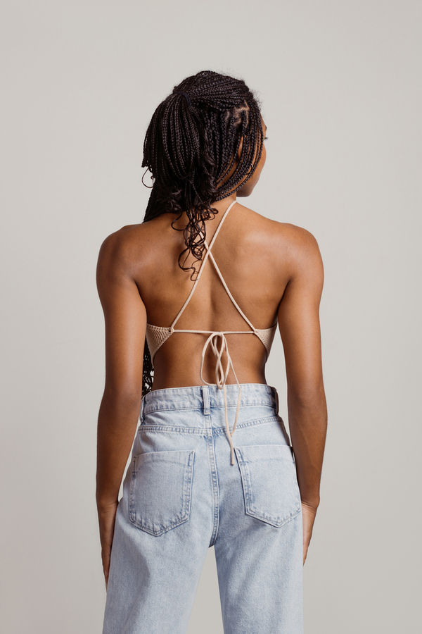 ever after - Asymmetrical Rosette Halter Top with Pads