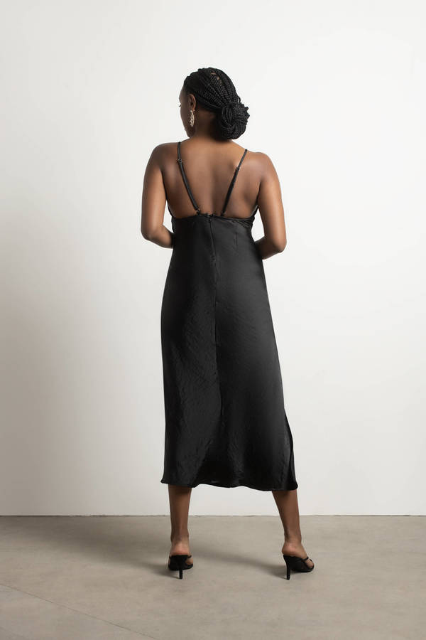Kirin // Black Cowl Neck Slip Dress – VSP Consignment