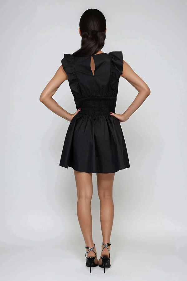 Pretty Girls Ruffle Flare Mini Dress - Black