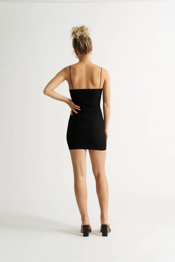 Black Spaghetti Strap Mini Dress - Classy Bodycon Dress