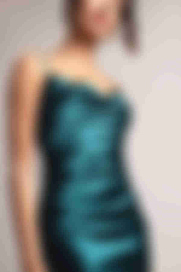 Alaleh Satin Surplice Mini Dress - Black