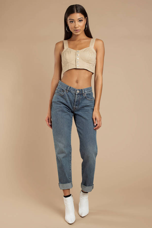 Twin The Label Vital Khaki Bustier Crop Top