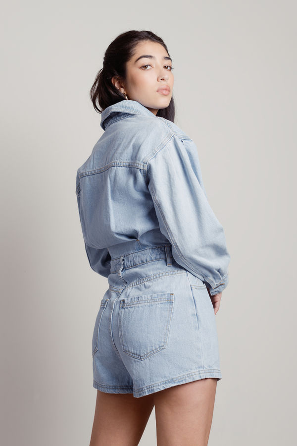 Denim Romper in Light Wash – Louise and Mae Boutique