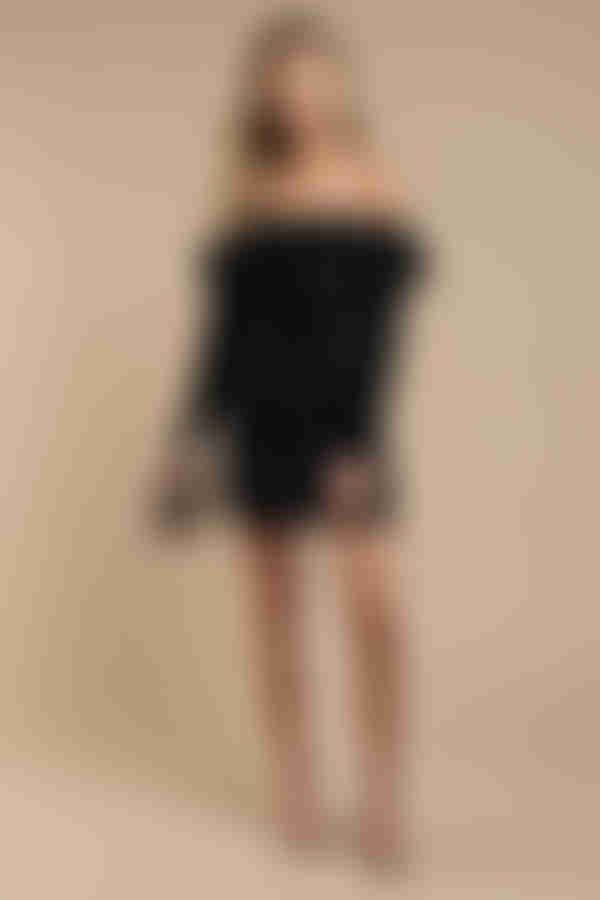 Finders Keepers Seeking Off The Shoulder Ruffle Mini Dress - Navy