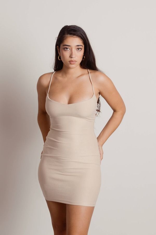 Aphrotiny Sexy Dress for Women Birthday Cocktail Dress Halter Tight Bodycon  Mini Club Going Out Party Dresses for Women Beige : : Clothing,  Shoes & Accessories