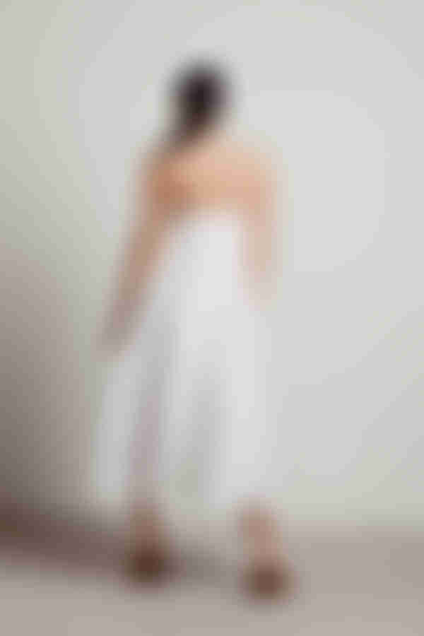 Daybreak Halter Tiered Midi Dress - Off White