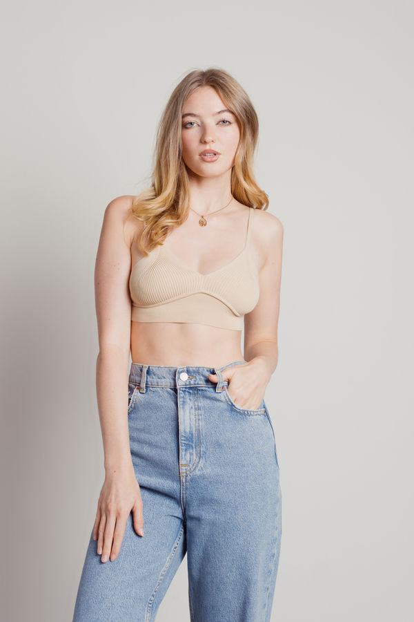 Knitted Sleeve Overlay with Bralette - White