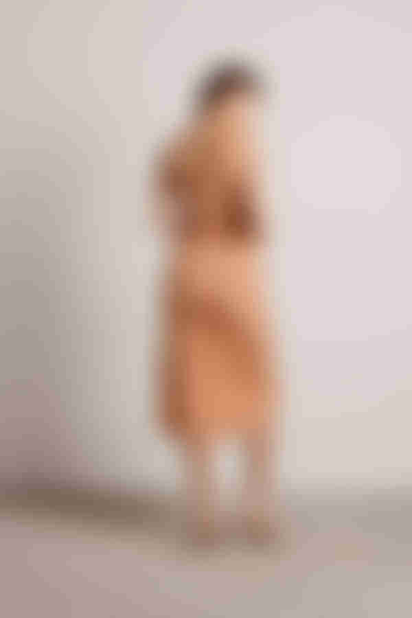 Wish I Missed You Side Slit Wrap Midi Dress - Tan