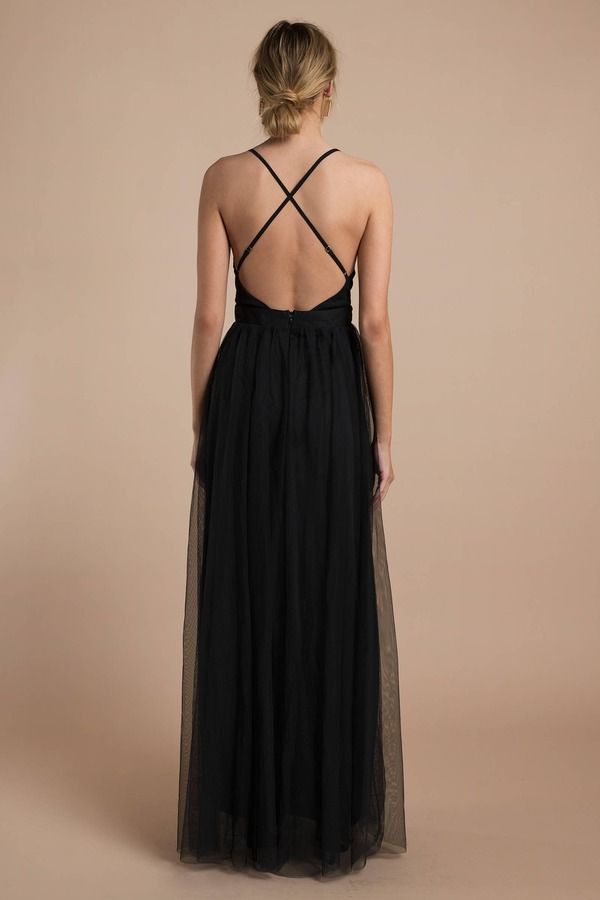 Here To Slay Plunging High Slit Maxi Dress - Black