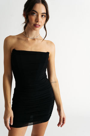 Black Mini Satin Dress - Satin Cami Dress - Bodycon Satin Mini
