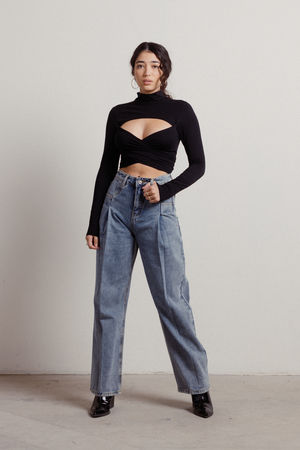 Tobi No New Friends Black Multi Tweed Crop Top