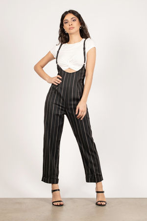 striped suspender jumpsuit