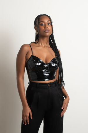 Patent leather bandeau top in Black for for Women