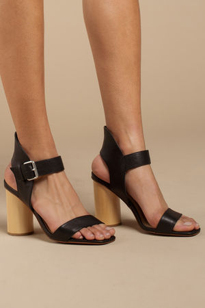 Black Heels - Ankle Strap Heels - Adjustable Buckle Strap Heels