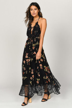 Paulina black Floral Maxi Dress - $108 | Tobi US
