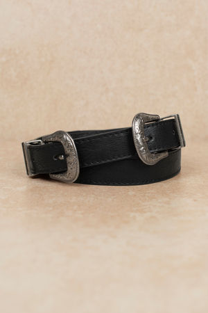 Black Belt - Western Belt - Black Faux Leather Belt - Buckle Belt
