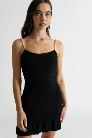 Tiffany Black Pearl Ruffle Bodycon Mini Dress - $60 | Tobi US