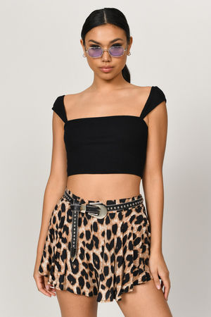 Seeker Ribbed Crop Top Striped Black Base