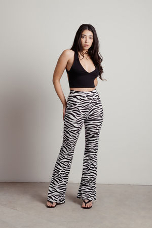Black And White Pants - Zebra Print Pants - Wide Leg Pants